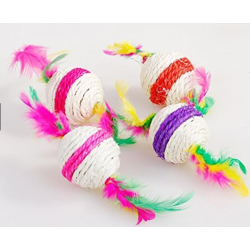 Cat Pet Sisal Rope Weave Ball Teaser Play Chewing Rattle Scratch Toy 3100