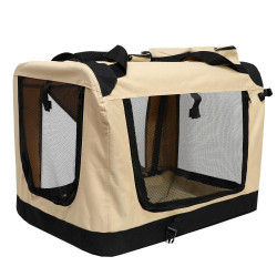 CREAM Dog Cage Car Kennel Outing Carry Bag Pet Bags Car Travel Cage Cat Dog Crate Folding Medium and Large